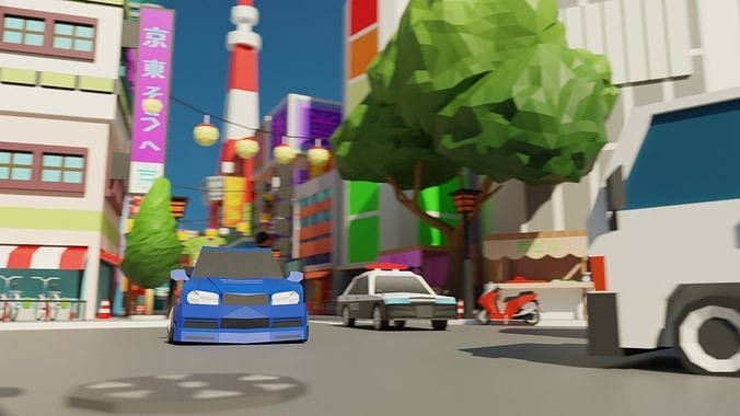 Low Poly Tokyo Japan City Low-poly 3D model 3