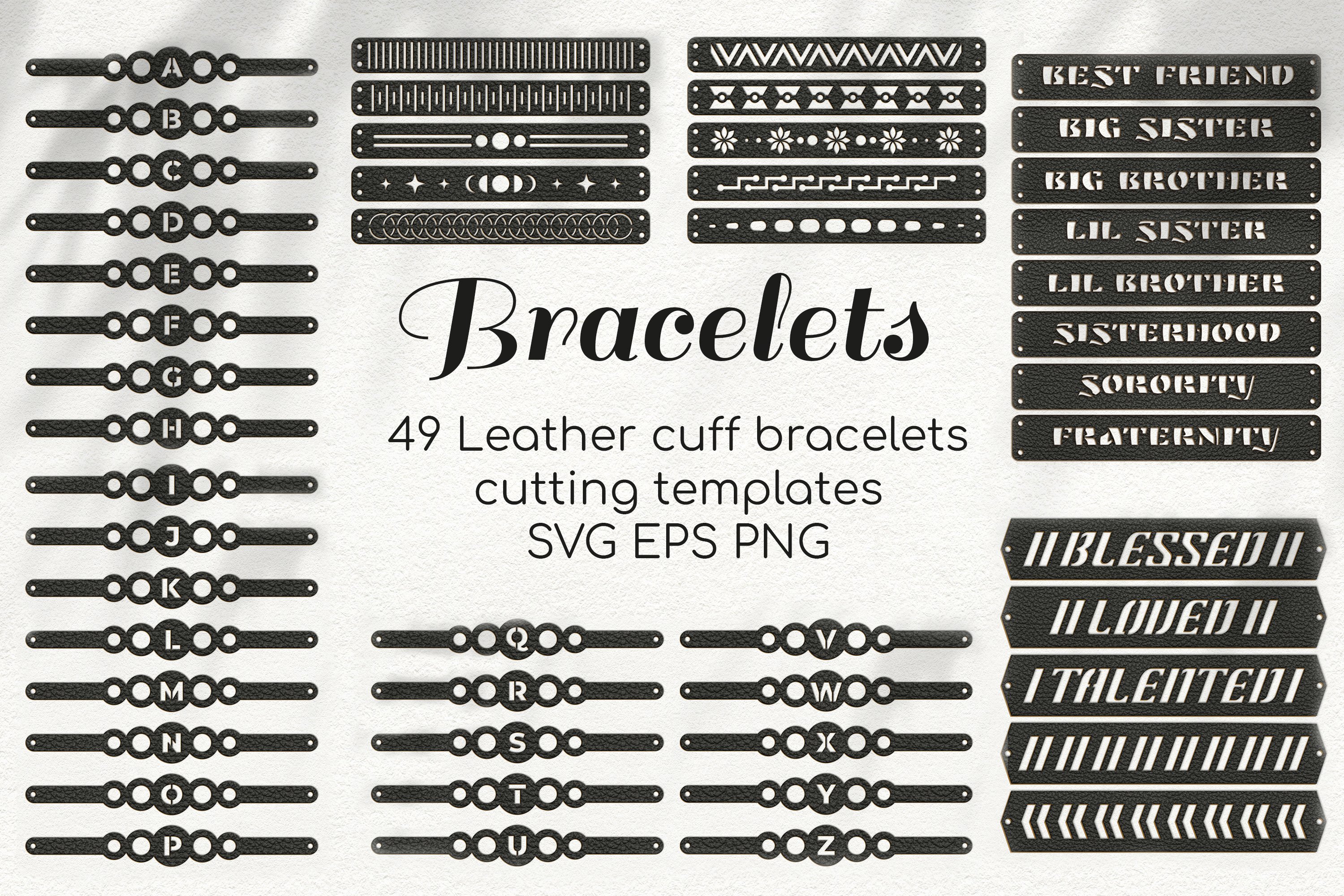 BUNDLE 49 Leather Bracelets SVG for cutting DIY Jewelry