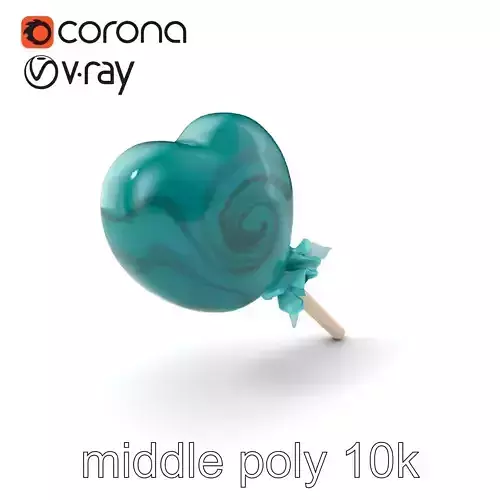 Teal Heart Lollipop Model Pack Low-poly 3D model