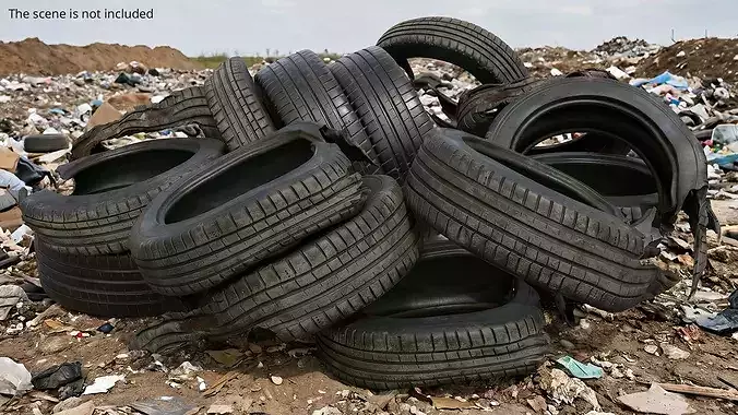 Worn Vehicle Tire Heap Old 3D model