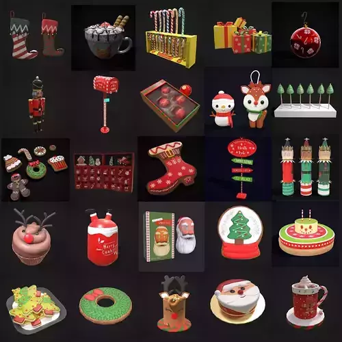 Christmas Prop Mix Six 3D Model Pack
