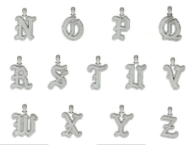 Tattoo fonts A to Z alphabet pendent 3D Model Pack 2