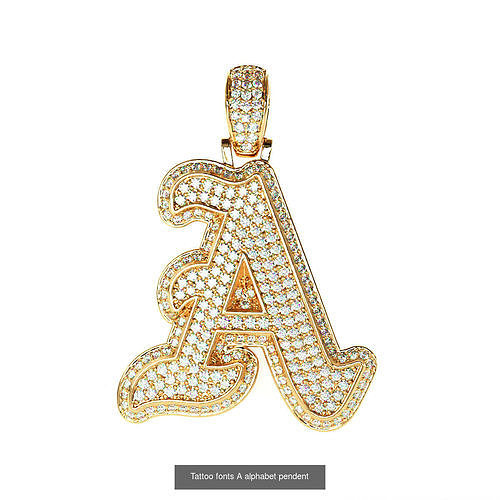 Tattoo fonts A to Z alphabet pendent 3D Model Pack 3