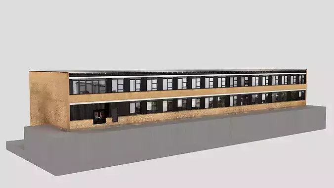 Realistic European City Block Building 17 Low-poly 3D model