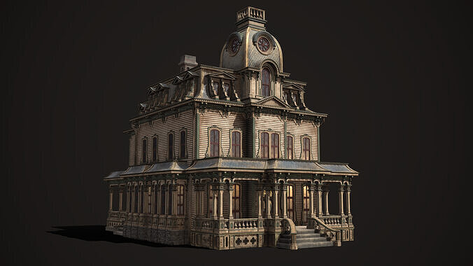 Vintage Victorian House Low-poly 3D model 3