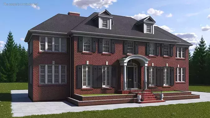 Home Alone Brick Colonial House 3D model 2