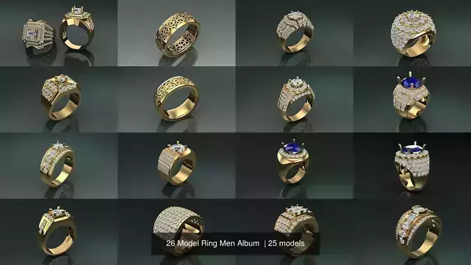 26 Model Ring Men Album 3D Model Pack