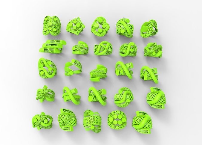 60  rings high quality jewelry jewellry ring light weight 3D print model 2