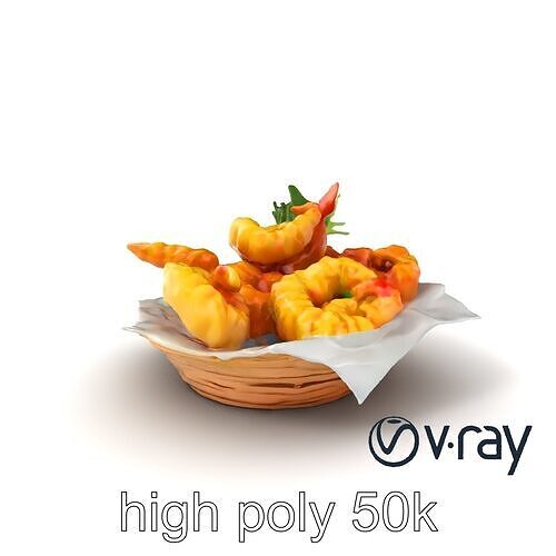 Tempura Assortment Pack with Texture Detailing model pack Low-poly 3D model 3