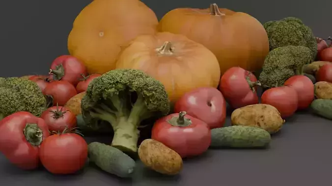 Vegetables set 1 Low-poly 3D model
