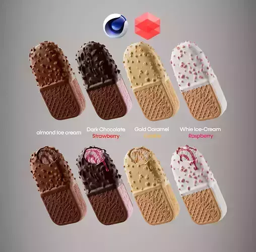8 Ice cream sandwiches and a scene setup 3D model