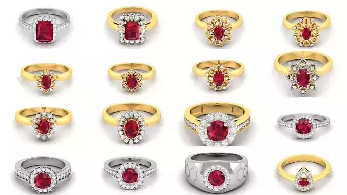 84 Ruby Gemstone Women ring 3dm render detail 3D Model Pack