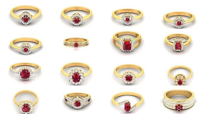 84  Ruby Gemstone Women ring 3dm render detail 3D Model Pack 2