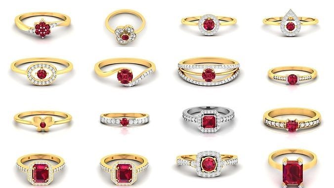 84  Ruby Gemstone Women ring 3dm render detail 3D Model Pack 3