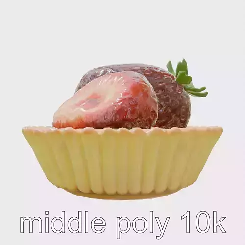 Realistic Strawberry Tart with Golden Crust Low-poly 3D model