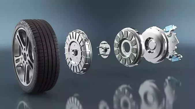Modular Electric Wheel Motor Breakdown 3D model 3