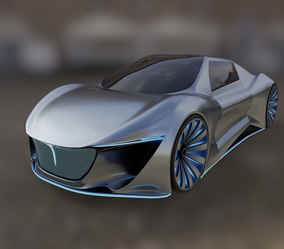 Electric Hybrid Coupe Car 3D model 2