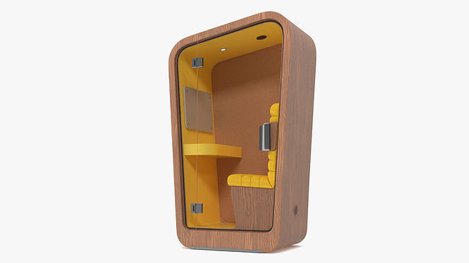 Wooden Office Phone Booth 3D model