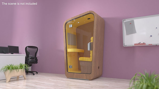 Wooden Office Phone Booth 3D model 2