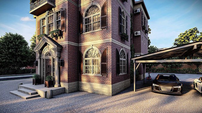 Casa  Scene-villa-modern house  3D model 2