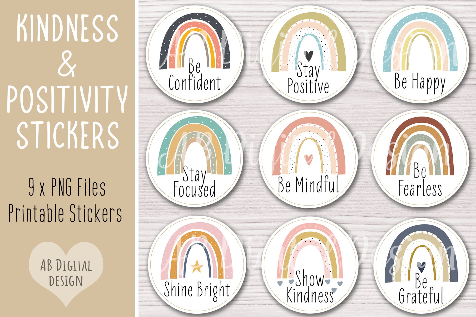 Inspirational Stickers with Rainbows for Planners or Journal
