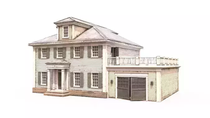 American House Colonial Style Low-poly 3D model