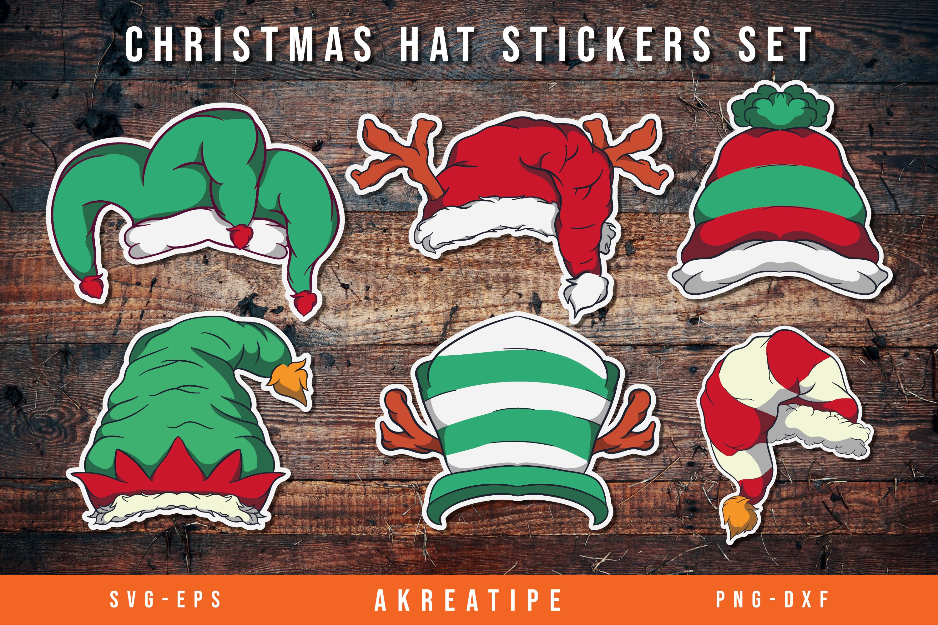 Christmas Hat Printable Stickers Bundle