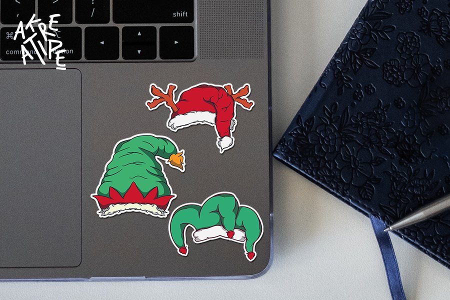 Christmas Hat Printable Stickers Bundle 2