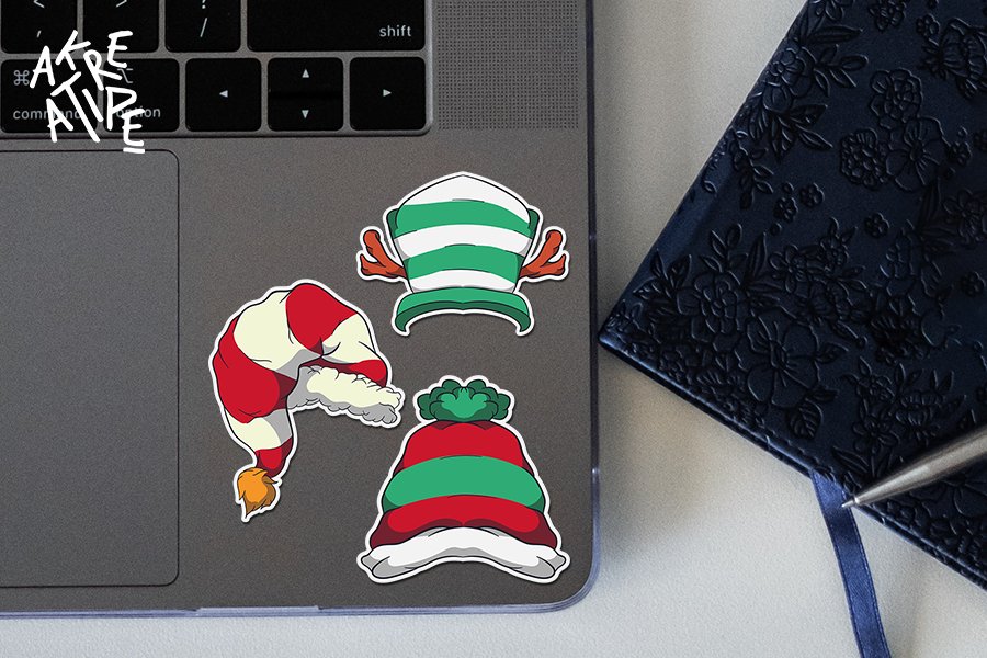 Christmas Hat Printable Stickers Bundle 3