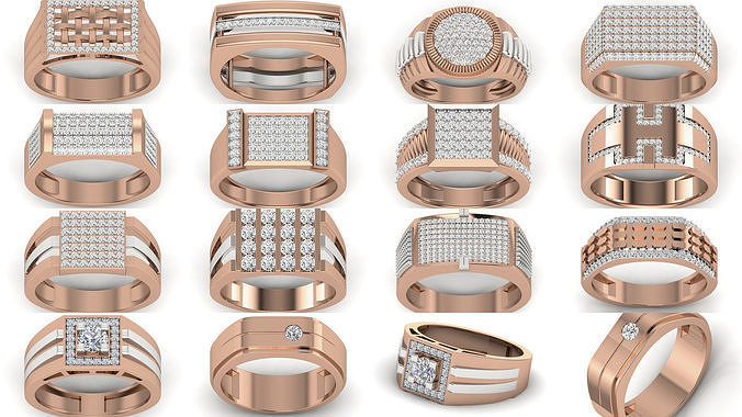 30 Gents Diamond Ring 3dm render details  3D Model Pack 2