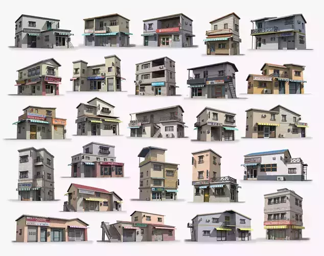 25 Japanese House Collection 3D Model Pack