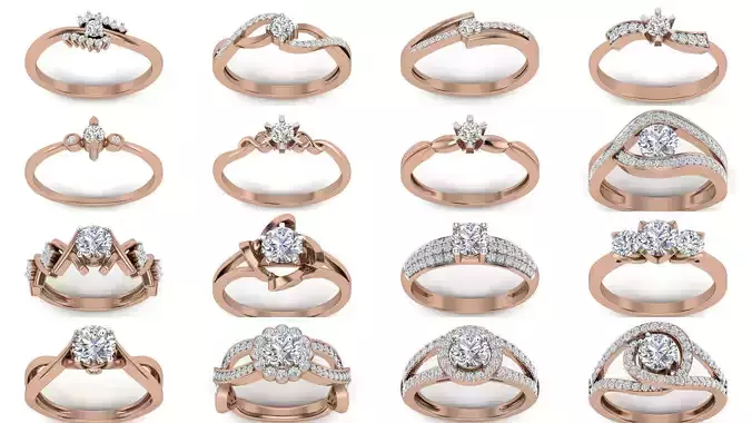 48 Women solitaire ring 3dm render detail 3D Model Pack