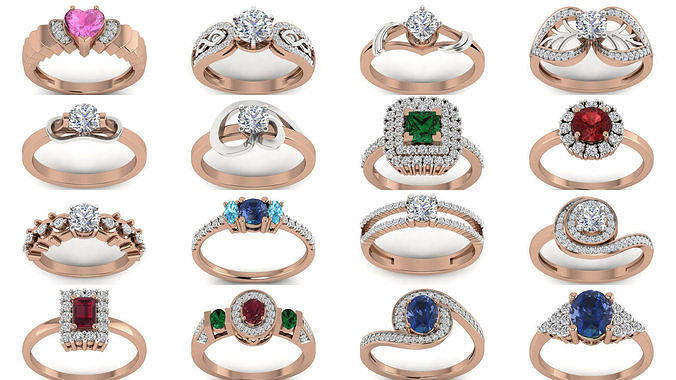 48 Women solitaire ring 3dm render detail  3D Model Pack 3