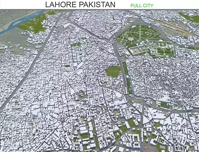 Lahore Pakistan 50km Low-poly 3D model