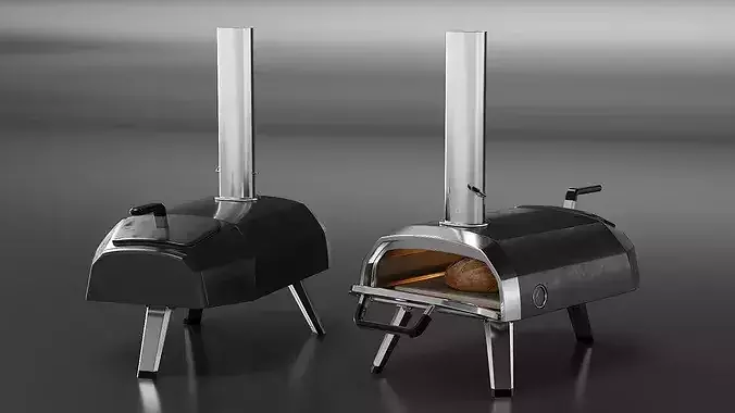 Wood Fired Bread Oven Stainless Steel 3D model 2