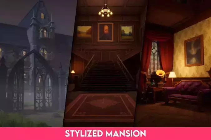 Stylized 3D Victorian Mansion Low-poly 3D model