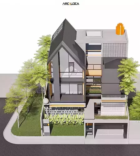 Modern Tropic House 3D Model Contemporary Design 2 Facade 3D model 3