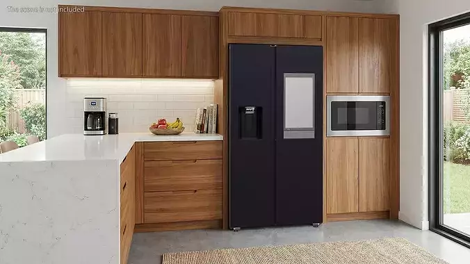 Large Kitchen Refrigerator with Food Storage Appliance 3D model 2