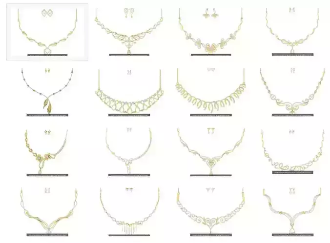 17 women necklace-earrings 3dm stl render detail bulk collection 3D Model Pack