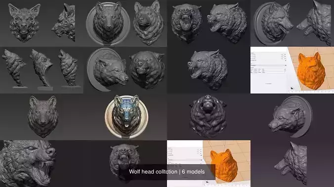 Wolf head colltction 3D Model Pack