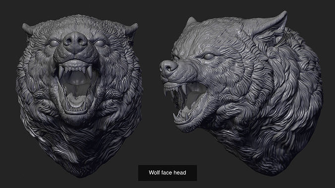 Wolf head colltction 3D Model Pack 2
